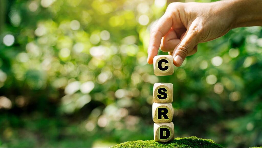 Corporate Sustainability Reporting Directive (CSRD) Concept. The European Union and financial reporting standards regarding sustainability disclosures.